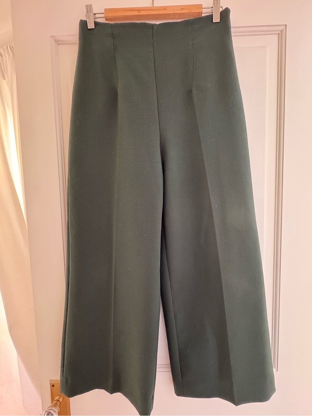 Zara Dark Green Wide-Leg High Waist Trousers